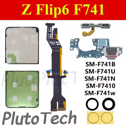 Z Flip 6 SM-F741 Spin Axis Flex Motherboard Connector charging port back sticker glass For Samsung G