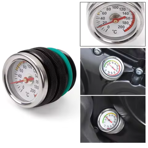 M30x1.5/M20x1.5 Black/Silver Motorcycle Fuel Tank Caps With Oil Temperature Gauge 0-200℃ Pointers Di