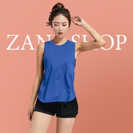 ZANE SHOP เสื้อออกกำลังกายผู้หญิง เสื้อกีฬา เสื้อโยคะหญิง เสื้อเล่นโยคะ เสื้อคลุมบรา เสื้อกล้ามแขนกว้าง  ผ้านิ่ม ใส่สบาย (สีน้ำเงิน)