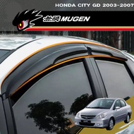 Honda City 2003 To 2007 Door Visor Mugen Style 8 cm Width 1.8 mm Thickness Rain Vent Deflector