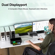 Yours MO- 8K DP KVM Switch 2 Monitors 4 Computers 30Hz 4k@144Hz Dual Displayport USB 3.0 Switcher fo
