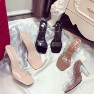 2-Strap High Heel Sandals in Flat Heel 9cm