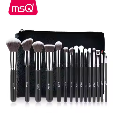 MSQ Professional 15pcs Makeup Brushes Set Powder Foundation Eyeshadow Make Up Brush Kit Cosmetics Sy