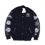Varsity BASEBALL Jacket MLB YANKEES FULL BLACK & Embroidery