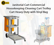 Commercial Housekeeping Janitorial Cleaning Cart Trolley Cart Heavy Duty with Vinyl Bag