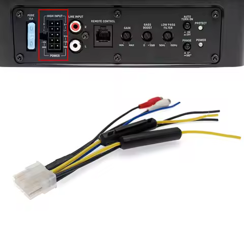 10 Pin Plug Car Stereo Amplifier Power With Fuse Harness Sub-Woofer RCA Adapter for Rockville SS8P a