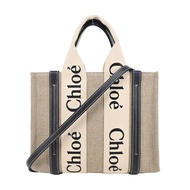 Chloe Woody tote bag 新款帆布兩用托特包（小號/海軍藍）_廠商直送