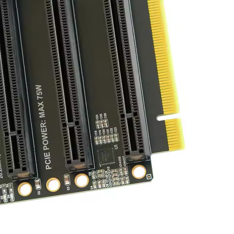 PCI-E 3.0 x16 to x4x4x4x4 Bifurcation Riser Card 1 to 4 Channel Splitter Adapter with SATA Auxiliary