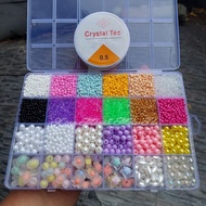 News 8/o 3mm Sand Sequin Beads + Topping 24 Compartment Set Box Package (Free Elastic String)