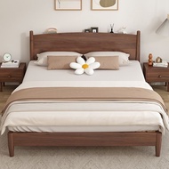 【Free Shipping】Walnut Wooden Bed Frame Single/Super Single/Queen/King Size Bed frame With Mattress Wooden Bed frame