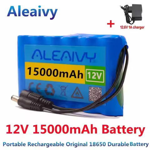 NEW Rechargeable Battery 12V 15000mah 18650 Lithium Battery Pack Capacity DC 12.6V 15Ah CCTV Cam Mon