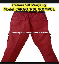 Celana merah Panjang PDL/Gembol/Cargo Seragam Sekolah SD Terbaik.