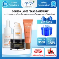 Combo 4 Sáng Da Mờ Nám Lycos: Peel Da Lycos + Kem Nám Lycos + Dưỡng ẩm Lycos + Kem Chống nắng Lycos