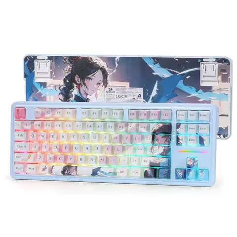 Redragon K728 PRO SE 80% 87 Keys Wireless Gasket RGB Gaming Keyboard, 3-Mode Anime Mechanical Keyboa
