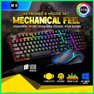 ◪ ۞ FIREWOLF FW200 FWK230 Rainbow LED mechanical feeling Gaming Keyboard And Mouse Combo Bundle
