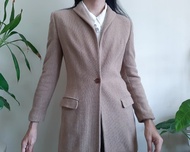 MASKA 義大利復古棕色羊毛長西裝外套修身西裝外套義大利製造