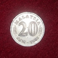 Uang Koin Kuno Negara Malaysia - 20 Sen - tahun 1988.