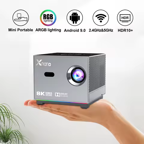 Xnano X3 Smart Projector 8K 1280*720P Android 9 190ANSI T972 Dual Wifi BT5.0 Auto Focus Home Cinema 
