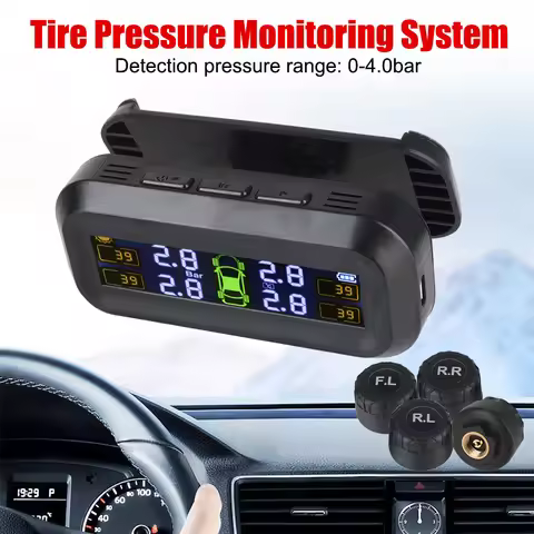 Tire Pressure Monitoring System With 4 External Sensors Intelligent Car Tyre Pressure Monitor