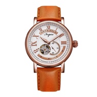 ARIES GOLD AUTOMATIC INSPIRE GAUNTLET VINTAGE ROSE GOLD STAINLESS STEEL G 903A RG-W ORANGE LEATHER STRAP MEN'S WATCH