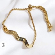 Gelang Serut Gelombang Titanium Gold | Gelang Titanium Gold