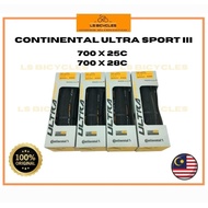 Continental Ultra Sport III 700x25/28c 180tpi 28-622 Foldable Road Bike Tyre Bicycle Tires