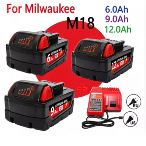 9.0Ah/12.0Ah/6.0A M18 18V Replacement For Milwaukee M18B5 XC Li-ion battery Charger, BR, 48-11-1815 