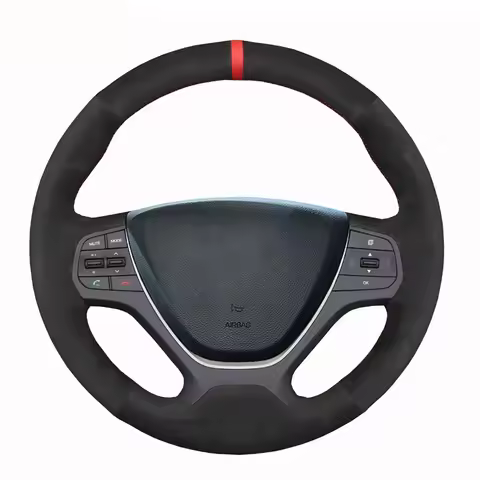 Black Faux Suede Car Steering Wheel Cover For Hyundai i10 2013-2020 i20 2015-2020