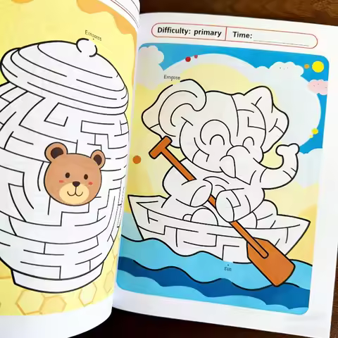 48 Color Pages Cute Animal Theme Children's Fun Drawing Book Maze Game Fun Interactive Game Drawing