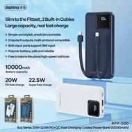 REMAX RPP-500 CABLED POWER BANK PD+QC 20W+22.5W WITH DIGITAL DISPLAY 10000MAH 3 OUTPUTS & 2 INPUTS