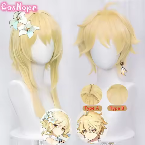 Traveler Cosplay Aether Lumine Blond Wig Cosplay Anime Cosplay Wigs Heat Resistant Synthetic Wigs