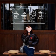 Creative Simple Icon Business Hours Glass Sticker Cafe Dessert Milk Tea Shop Glass Door Sticker