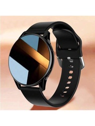 1個中性款圓形米蘭磁鋼帶運動智能手錶，配有全觸摸屏幕，支持計步、睡眠監測、來電提醒和多種表盤設置，防水適用於日常生活