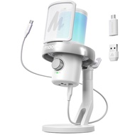 MAONO DM40 Pro White Wireless Gaming Microphone Condenser USB Mic dengan Perisian AI Perubahan Suara