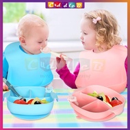 5 in 1 Baby Silicone Non Slip Feeding Plate With Spoon And Fork Meal Plate Set Makanan Awal Bayi Pin