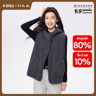 GIORDANO Women Vests Teddy Fleece Hoodie Vests Fleece-lining Button Closure Warm Fashion Casual Slee