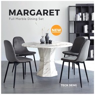 [TECK SENG] Margaret Full Marble Dining Set/ meja makan/ 1+4 1+6 Dining Set/ Ready Stock/ Marble Table