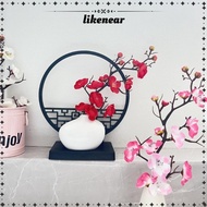 LIKENEAR Artificial Plum Blossom Bonsai, Chinese-Inspired Simulated Plastic Potted Flowers, Multi-Bl