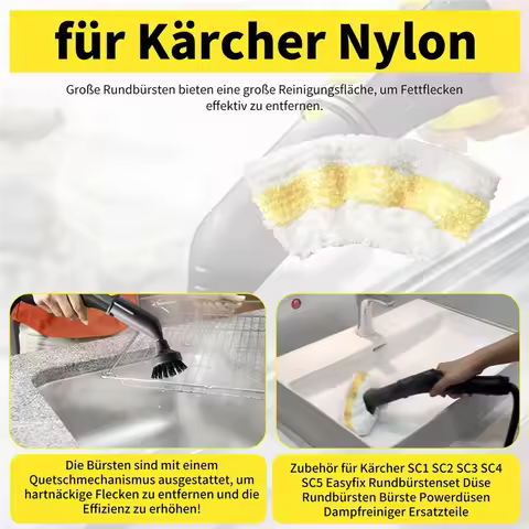 For Karcher Steam Cleaner Accessories Easyfix SC1 SC2 SC3 SC4 SC5 Accessories Round Brush Set Cleane