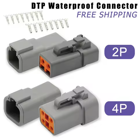 5-20-100 Sets 2/4 Pin Way DTP Series Male Female Automobile Waterproof Electrical Auto Connector DTP