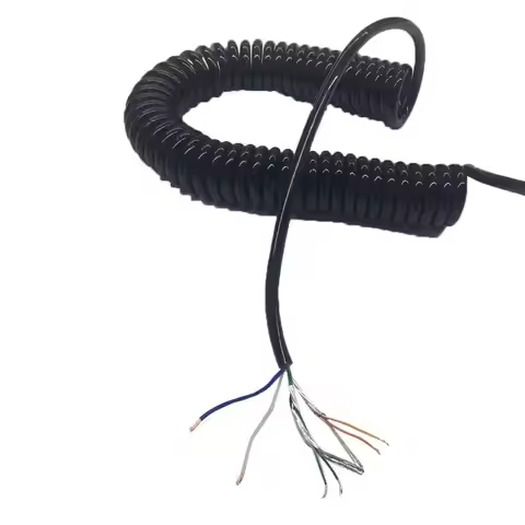 Spring wire 4-core shielded twisted pair network 2-core 20awg telescopic power cord spiral cable wir