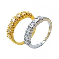 Ring No. 6-8 24K Gold Plated Men's Women's Korean Style Diamond Row White Square Simple Zircon Aidou