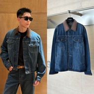 JINN L1s-v #Spring Presbyopic Leather Stitching Cuffs Lapel Denim Jacket Jacket