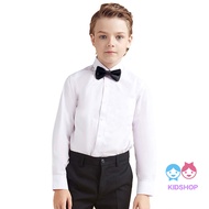 Boys Long Sleeve Dress Shirt Kids White Tuxedo Button-Down Shirts with Bow Tie