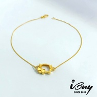 IBUY 916 Gold 1 HELLO KITTY SOLID MACHINE BRACELET 18CM 22K (916)