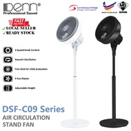 DENN DSF-C09 Series 9” Air Circulation Adjustable Stand Fan Black/White/Dark Blue