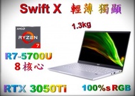 !平賣! 1.3kg R7-5700U 八核 RTX 3050Ti 打機文書兩用手提電腦 (原價$6999)
