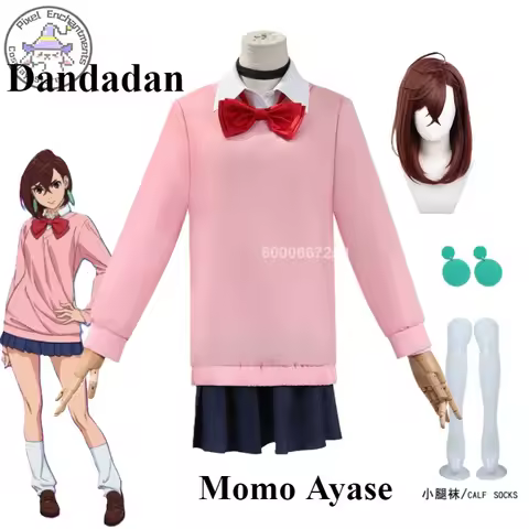Anime Dandadan Momo Ayase Cosplay Costume Women Role Play Pink Skirt School Uniform Disguise Suits H