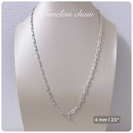 Hug Ngern Nan Shop Ready To Ship Thai Brand Jewelry Necklace Chain 92.5% Pure Silver 4 Mm. Length 23