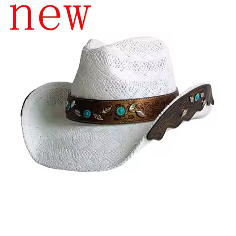 Shapeable Cowboy Hat Metal decal accessories Western hat Unisex Cowboy straw Hat wholesale chapeau c